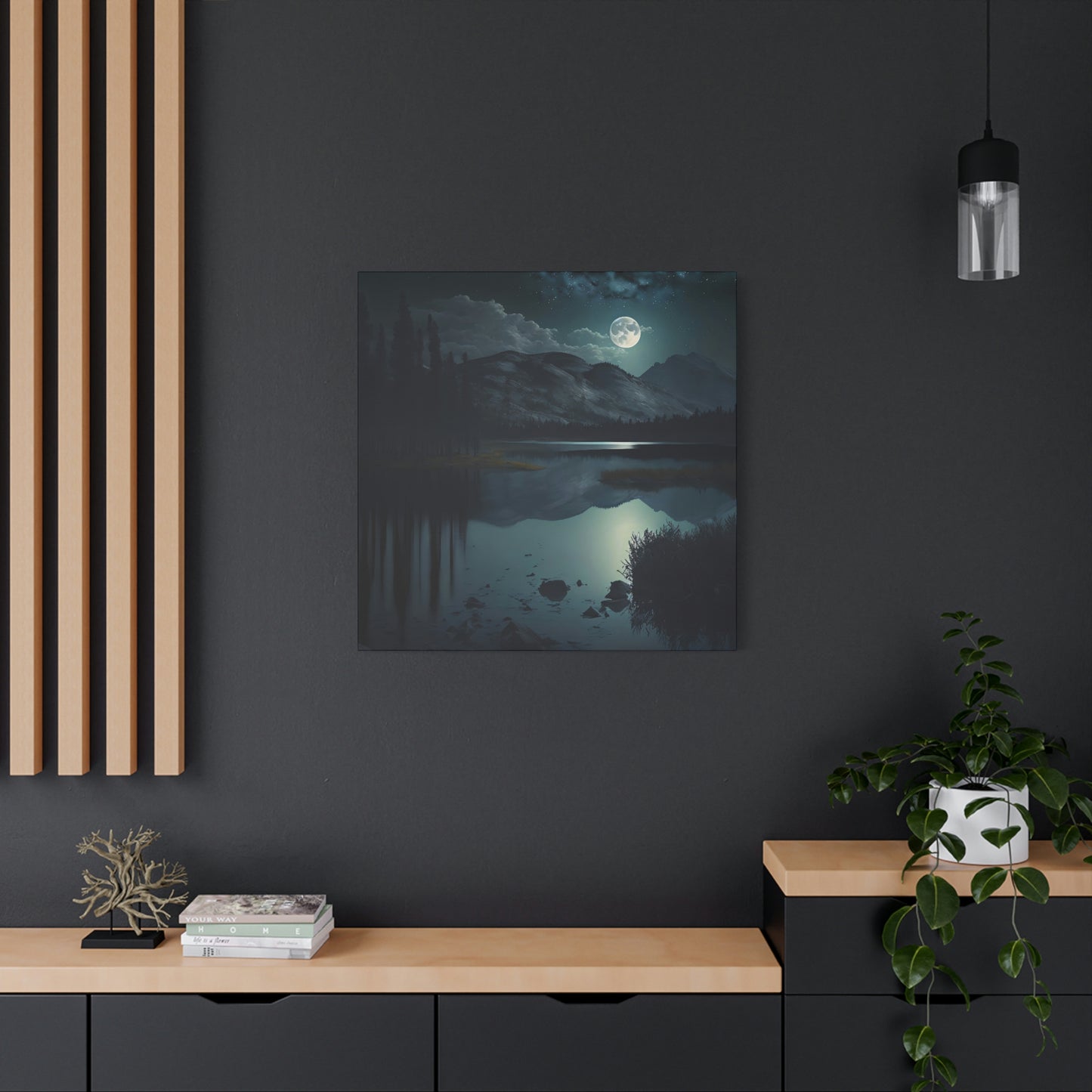 Mountain Lake at Night - Matte Canvas, Stretched, 1.25"