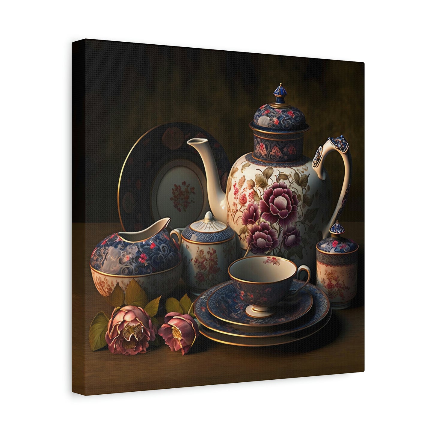 Floral Teapot - Matte Canvas, Stretched, 1.25"