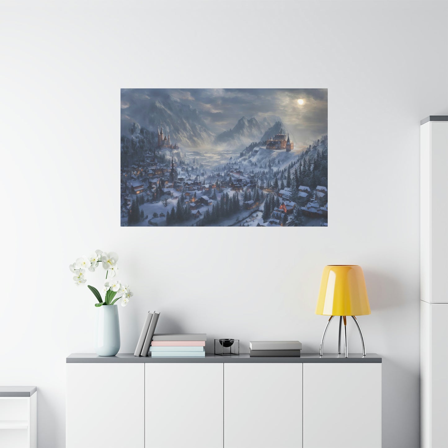 Snowy Mountain Village - Matte Canvas, Stretched, 1.25"