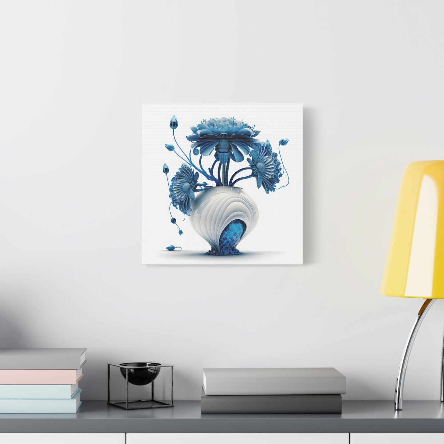 Futuristic Blue Flowers - Matte Canvas, Stretched, 1.25"
