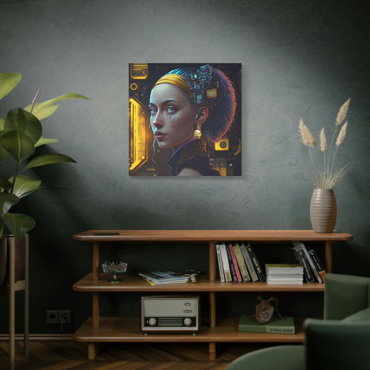 Cybergirl with Pearl Earring - Matte Canvas, Stretched, 1.25"