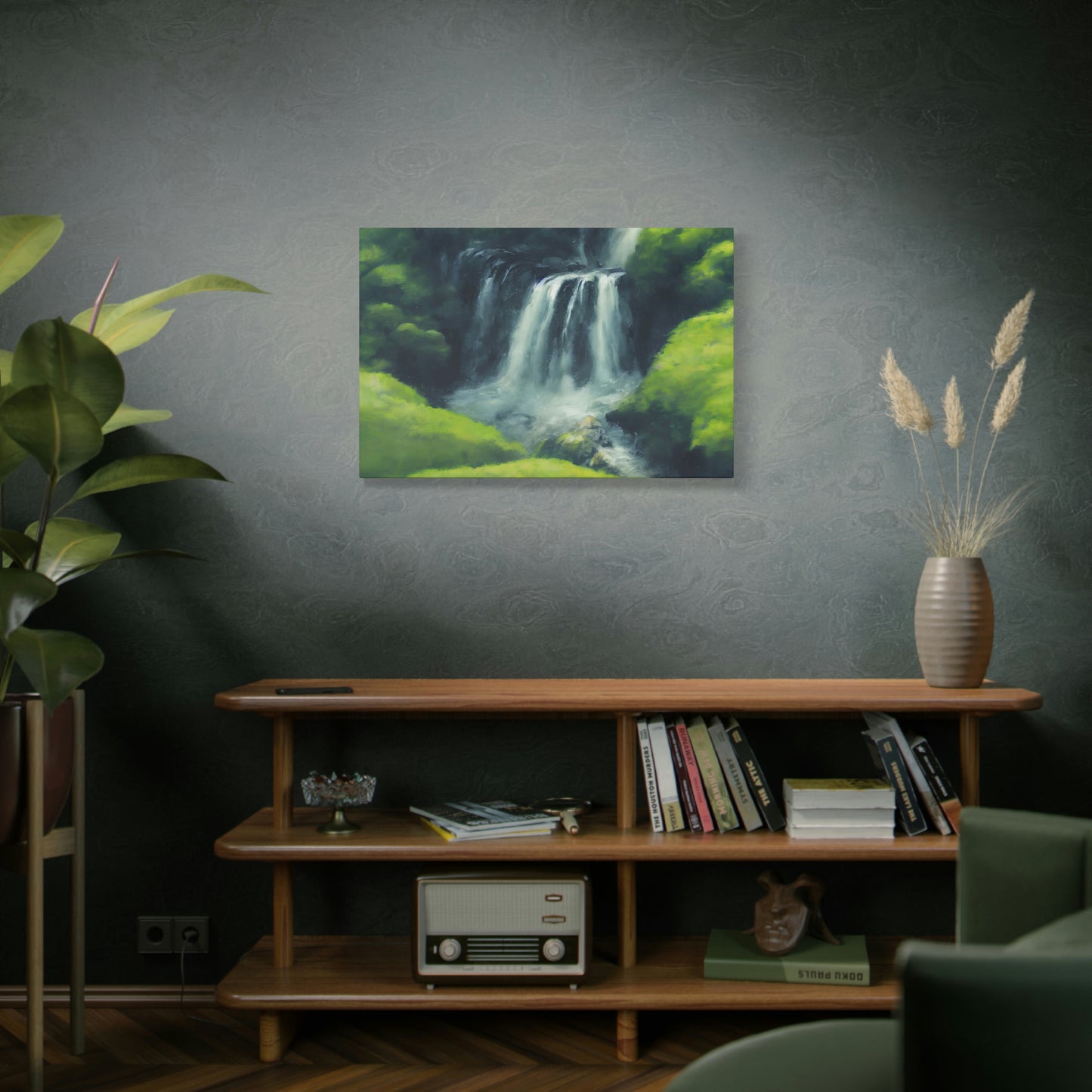 Waterfall in Green Hills - Matte Canvas, Stretched, 1.25"