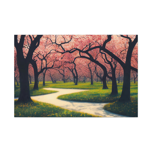 Cherry Garden in Spring - Matte Canvas, Stretched, 1.25"