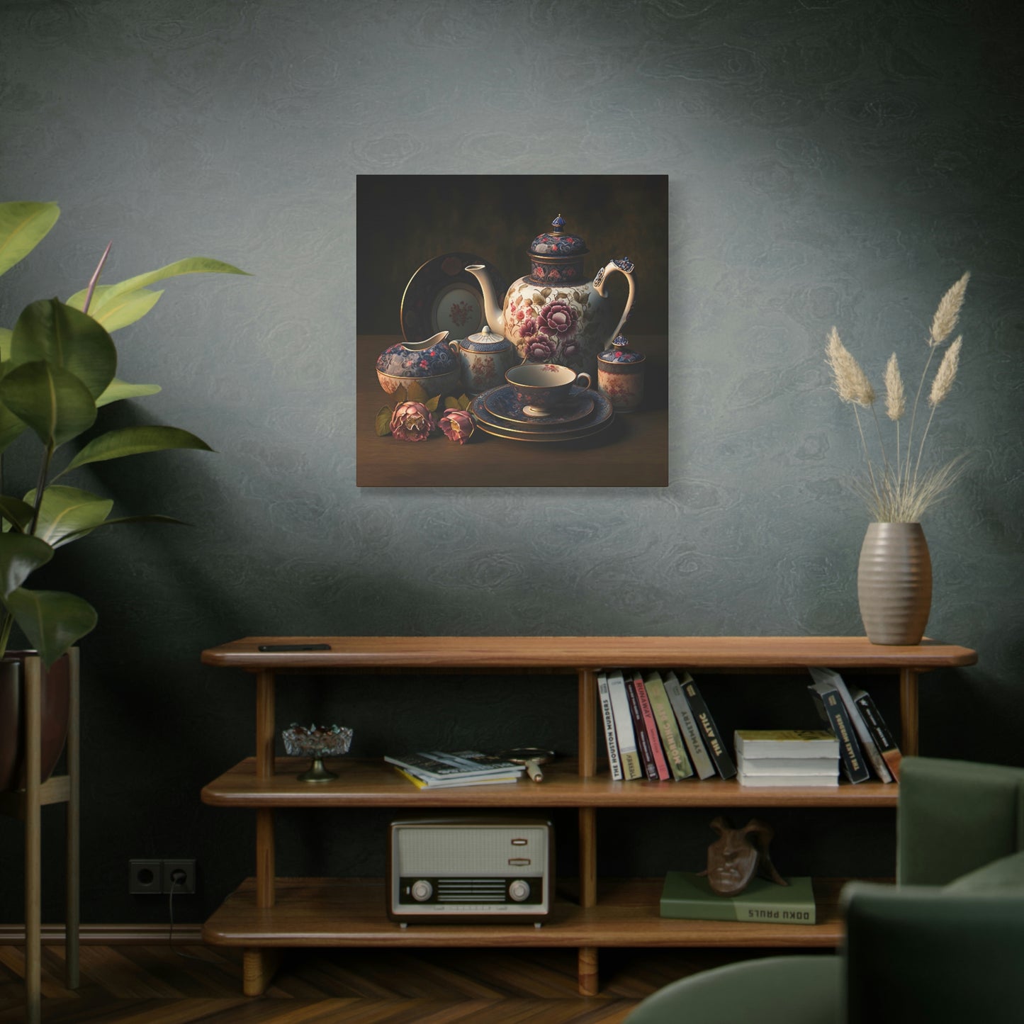 Floral Teapot - Matte Canvas, Stretched, 1.25"