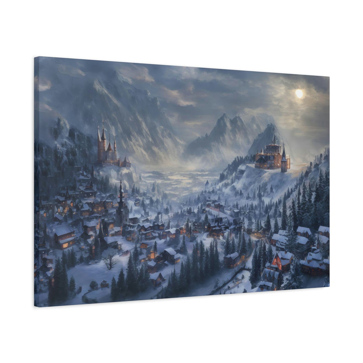 Snowy Mountain Village - Matte Canvas, Stretched, 1.25"