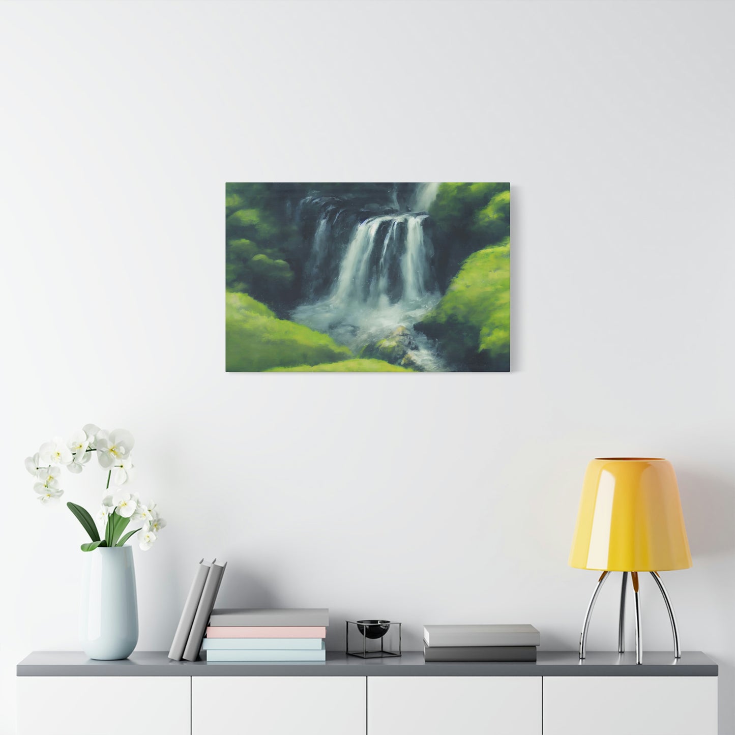 Waterfall in Green Hills - Matte Canvas, Stretched, 1.25"