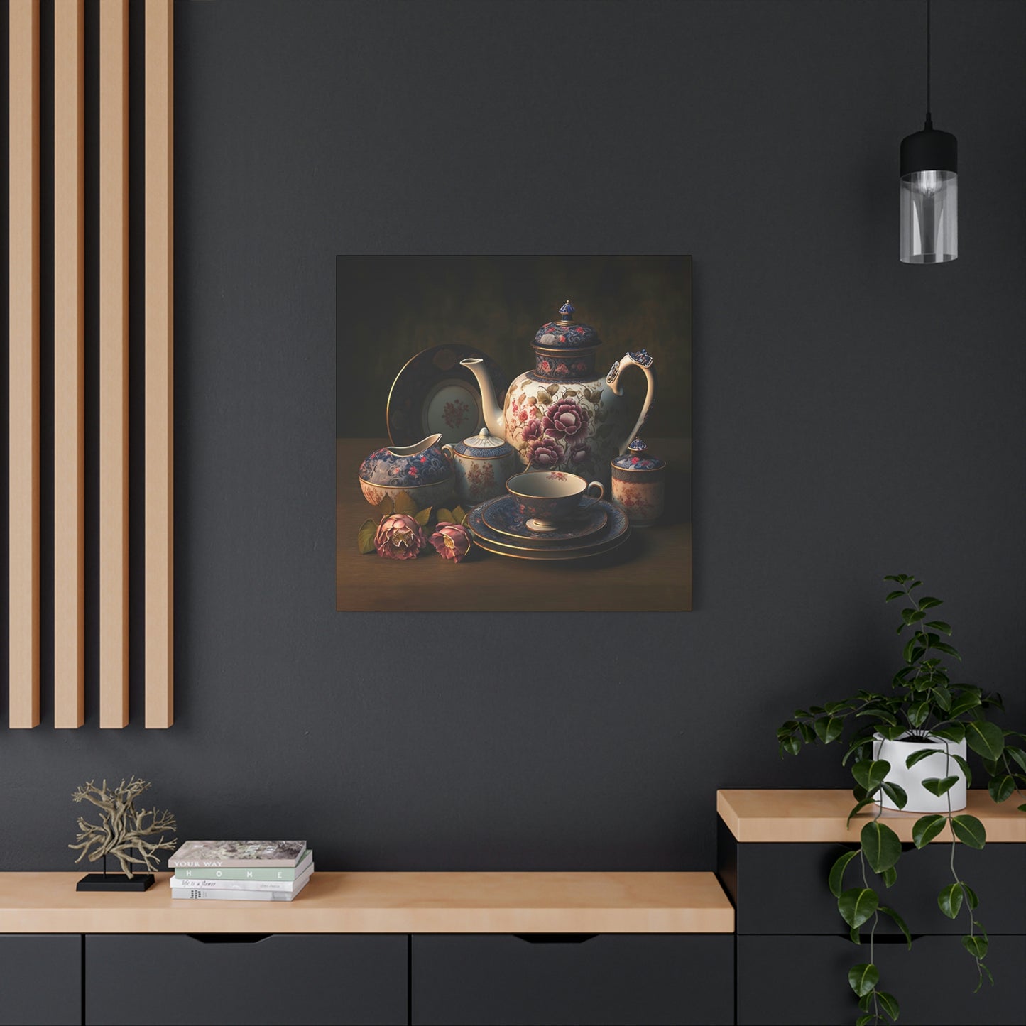 Floral Teapot - Matte Canvas, Stretched, 1.25"