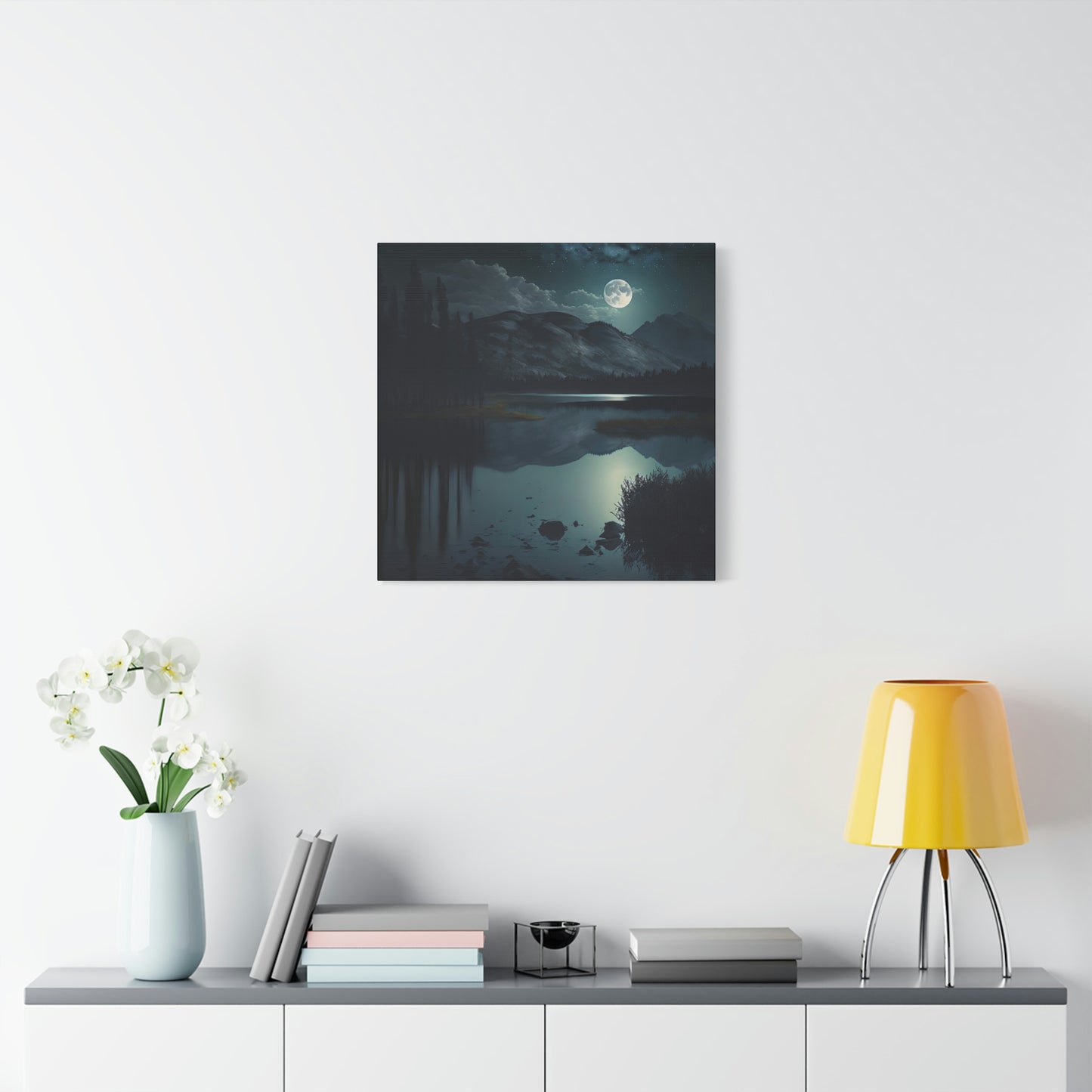 Mountain Lake at Night - Matte Canvas, Stretched, 1.25"