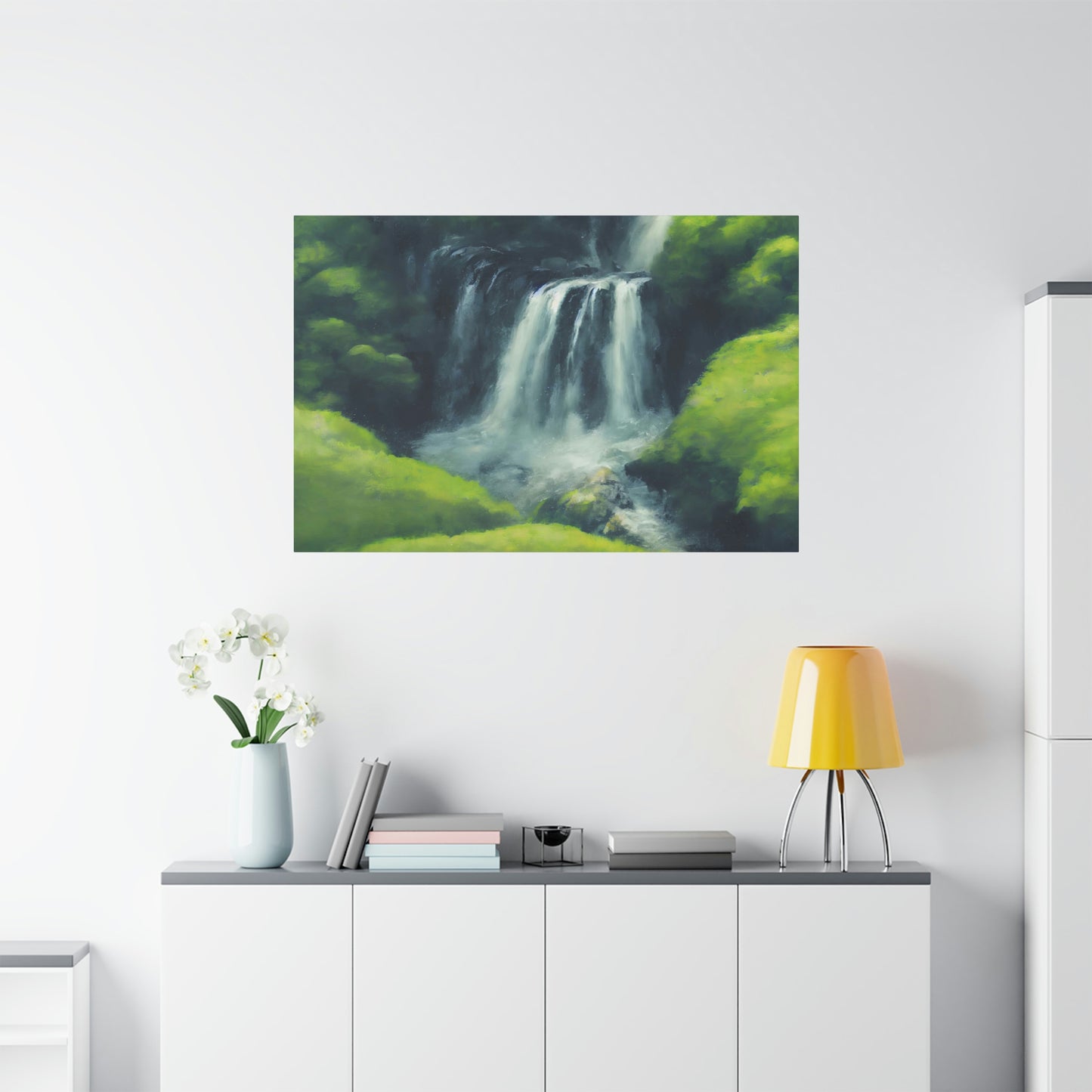 Waterfall in Green Hills - Matte Canvas, Stretched, 1.25"