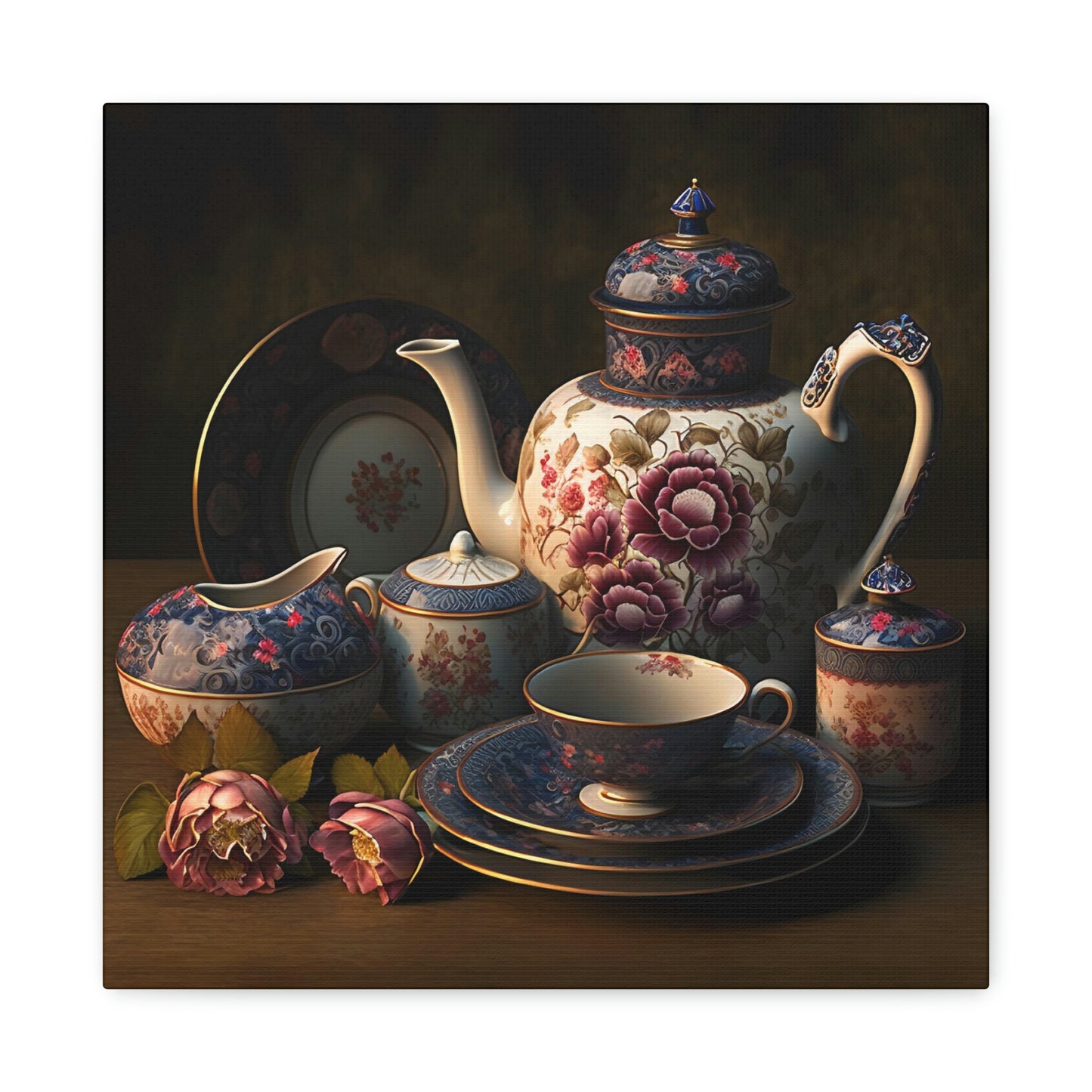 Floral Teapot - Matte Canvas, Stretched, 1.25"