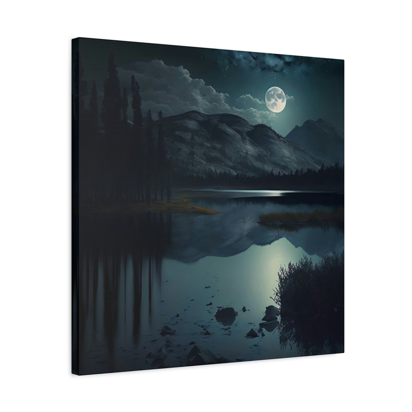 Mountain Lake at Night - Matte Canvas, Stretched, 1.25"
