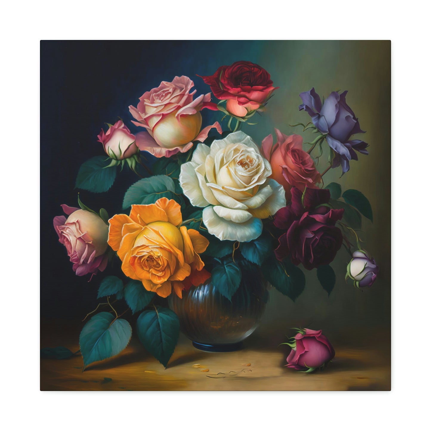 Bouquet of Vibrant Roses - Matte Canvas