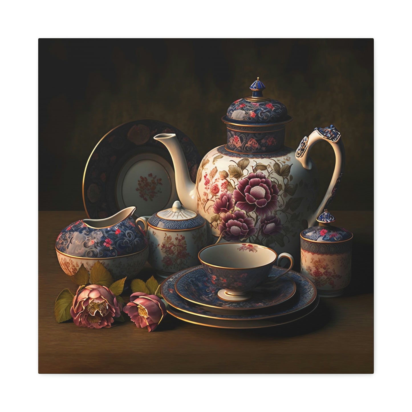 Floral Teapot - Matte Canvas, Stretched, 1.25"