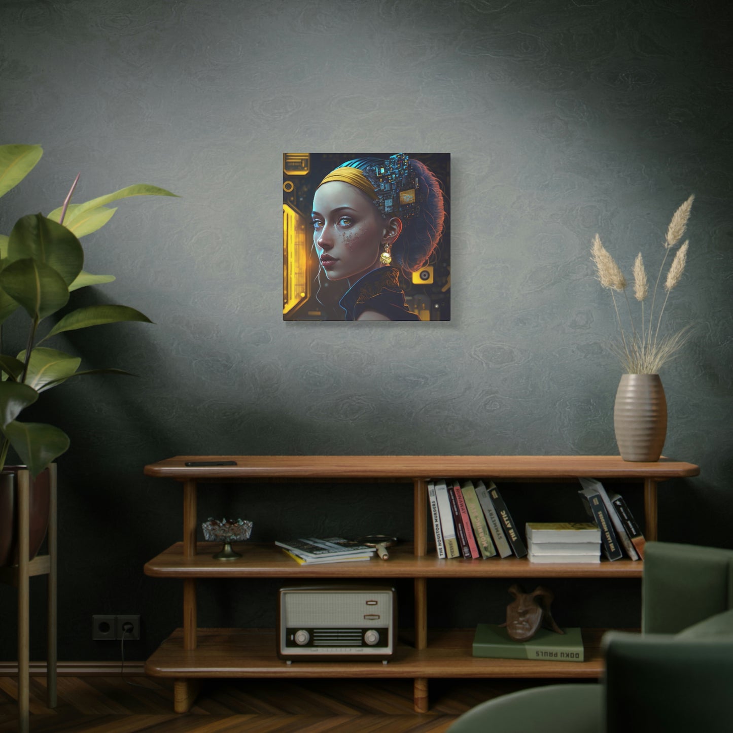 Cybergirl with Pearl Earring - Matte Canvas, Stretched, 1.25"
