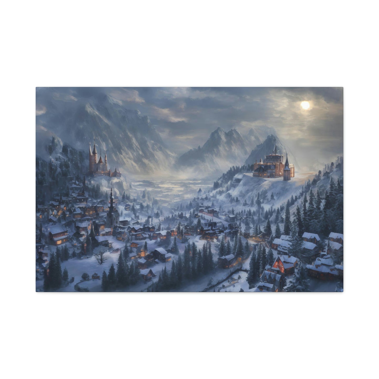 Snowy Mountain Village - Matte Canvas, Stretched, 1.25"