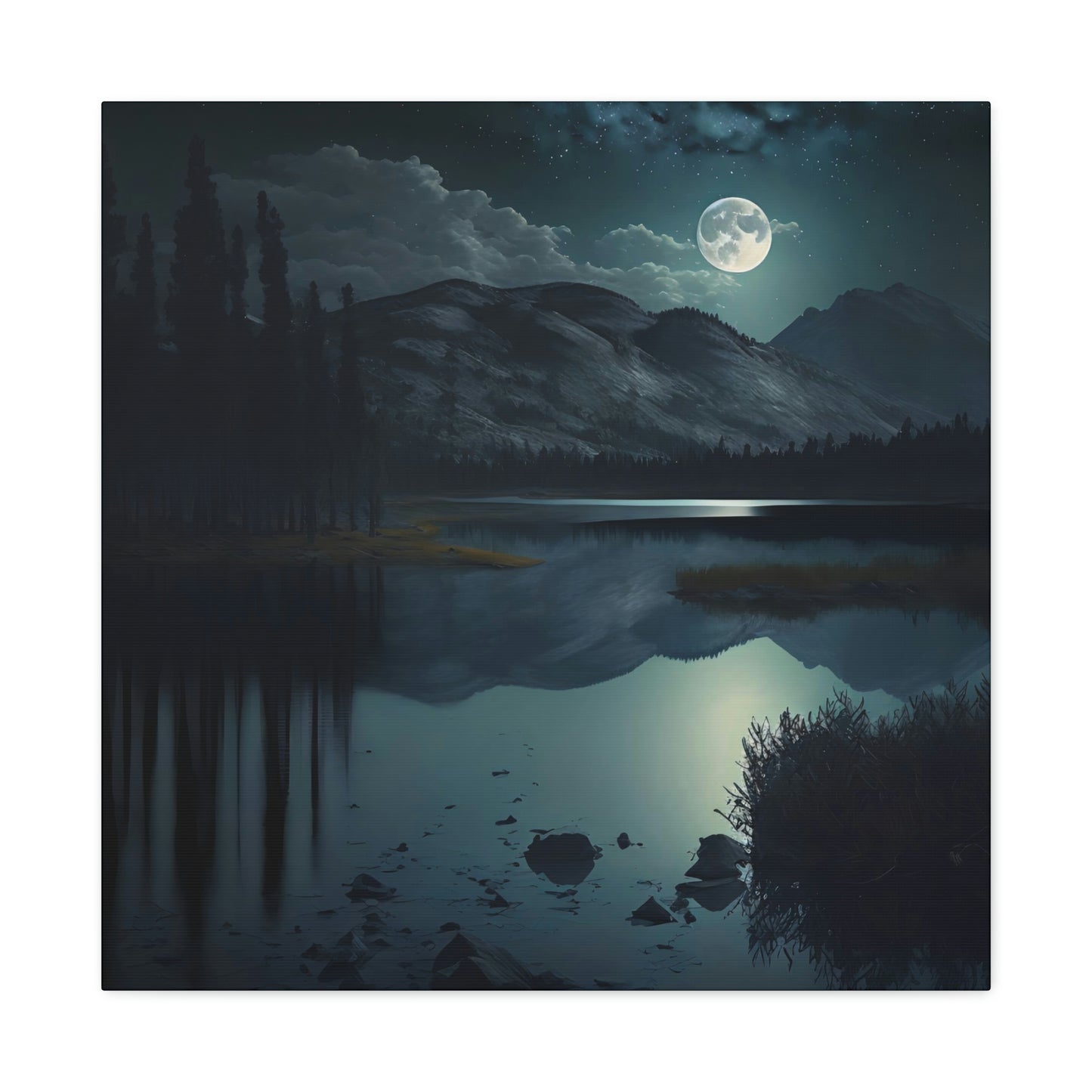 Mountain Lake at Night - Matte Canvas, Stretched, 1.25"
