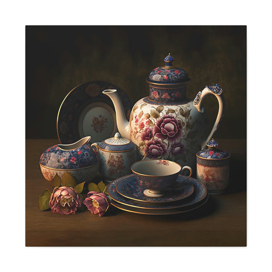 Floral Teapot - Matte Canvas, Stretched, 1.25"