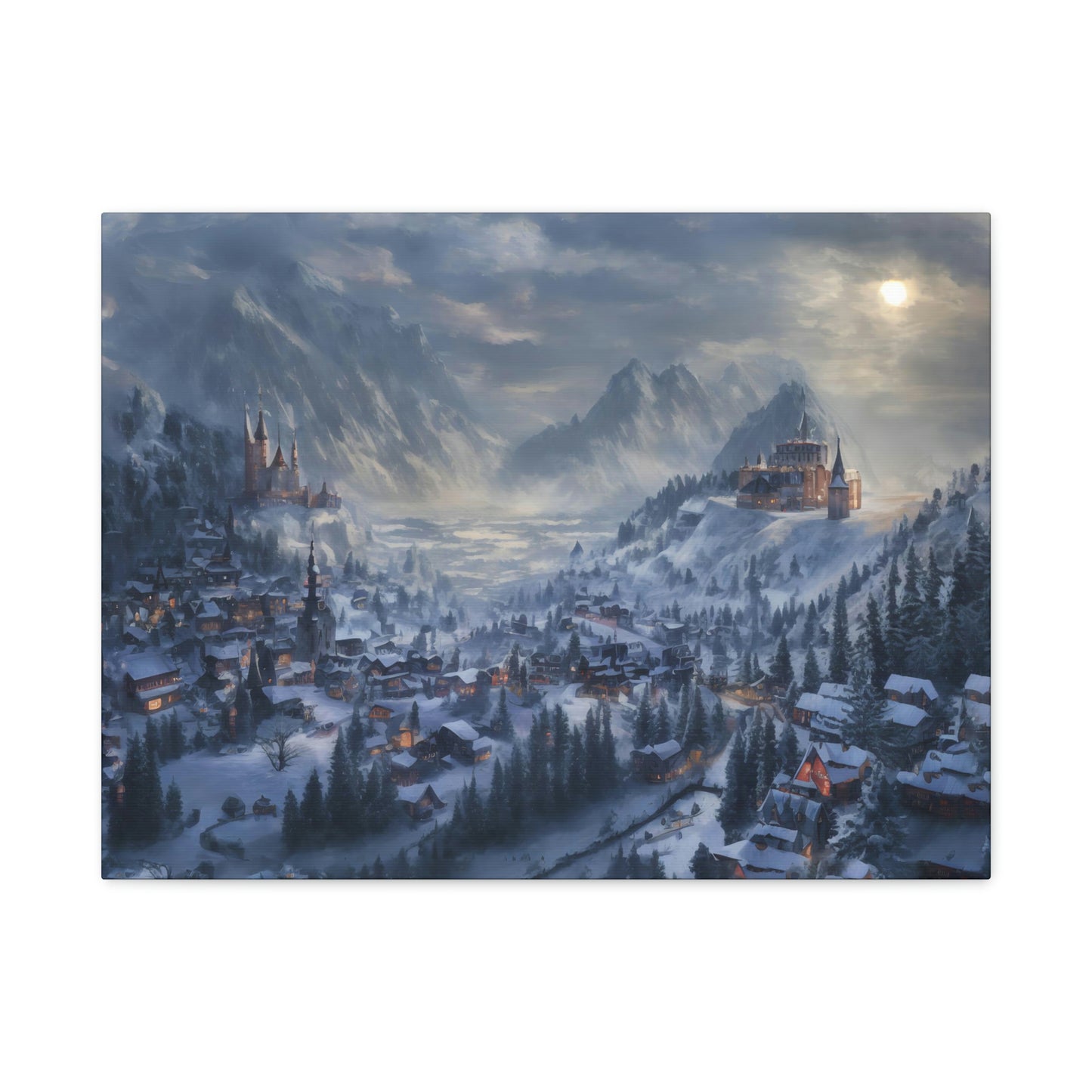 Snowy Mountain Village - Matte Canvas, Stretched, 1.25"