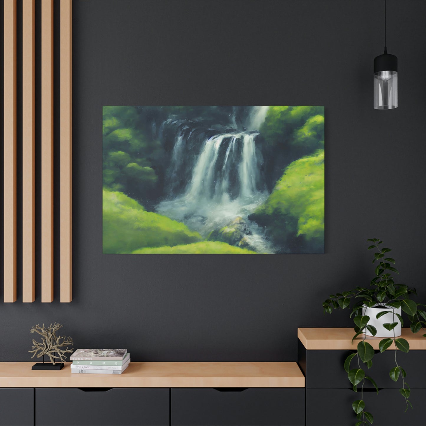 Waterfall in Green Hills - Matte Canvas, Stretched, 1.25"