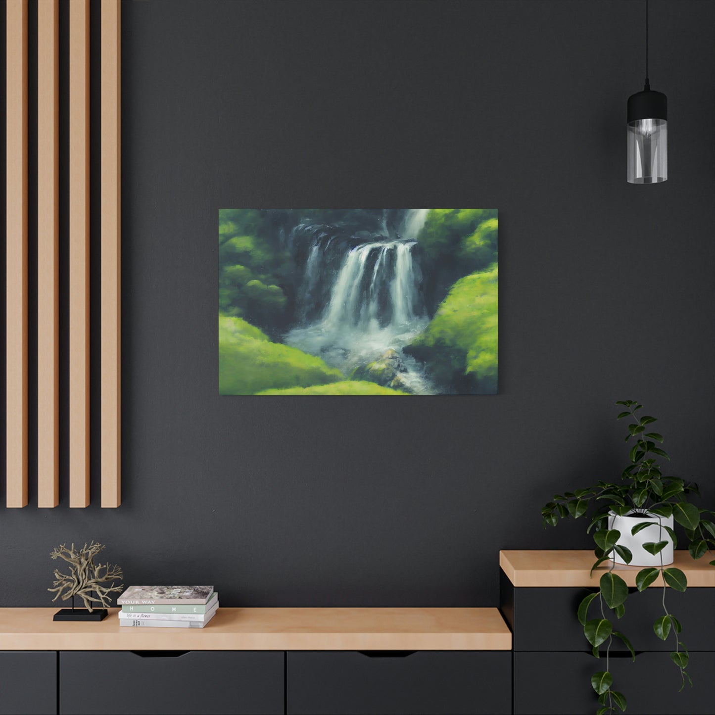 Waterfall in Green Hills - Matte Canvas, Stretched, 1.25"