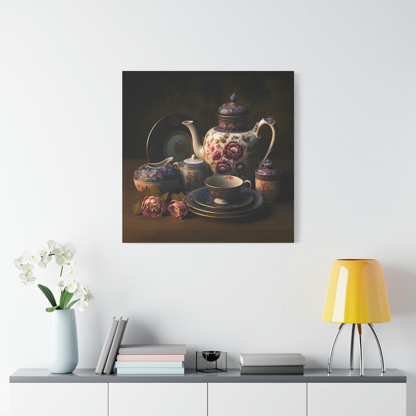 Floral Teapot - Matte Canvas, Stretched, 1.25"