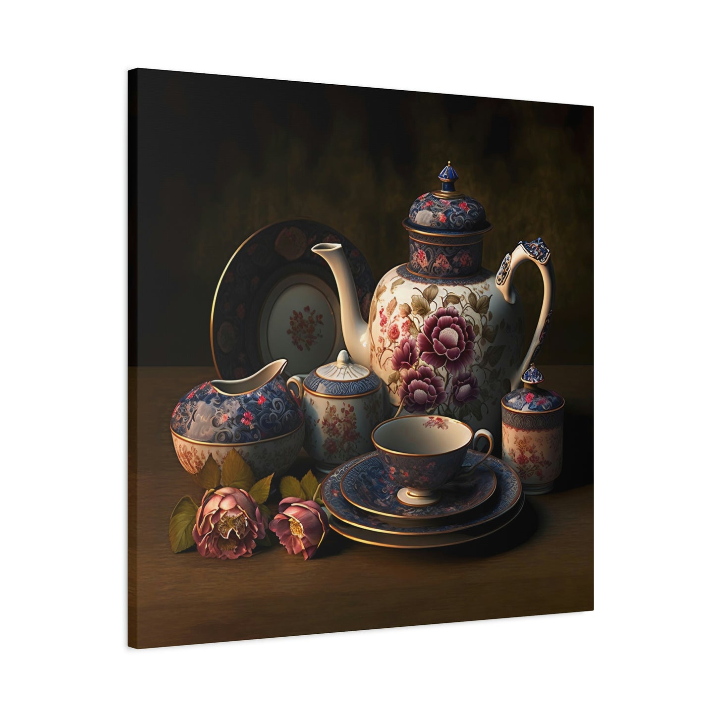 Floral Teapot - Matte Canvas, Stretched, 1.25"