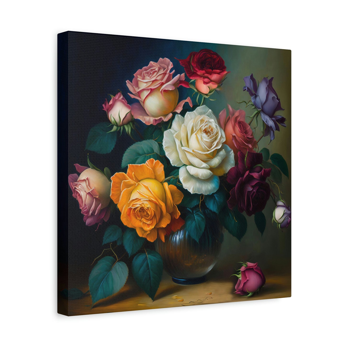 Bouquet of Vibrant Roses - Matte Canvas