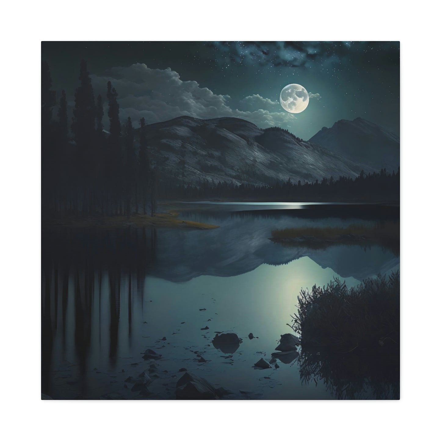 Mountain Lake at Night - Matte Canvas, Stretched, 1.25"