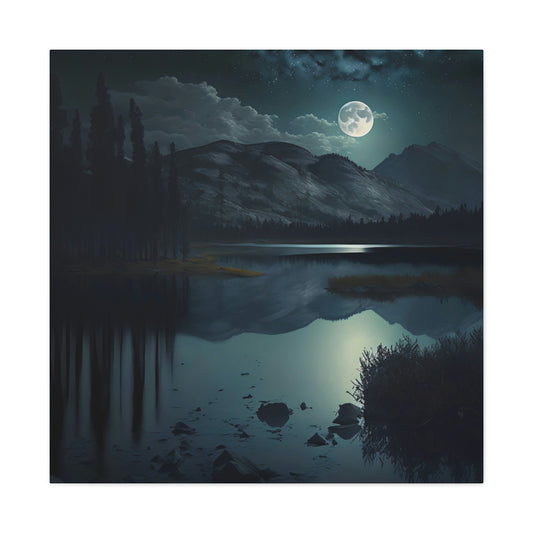 Mountain Lake at Night - Matte Canvas, Stretched, 1.25"