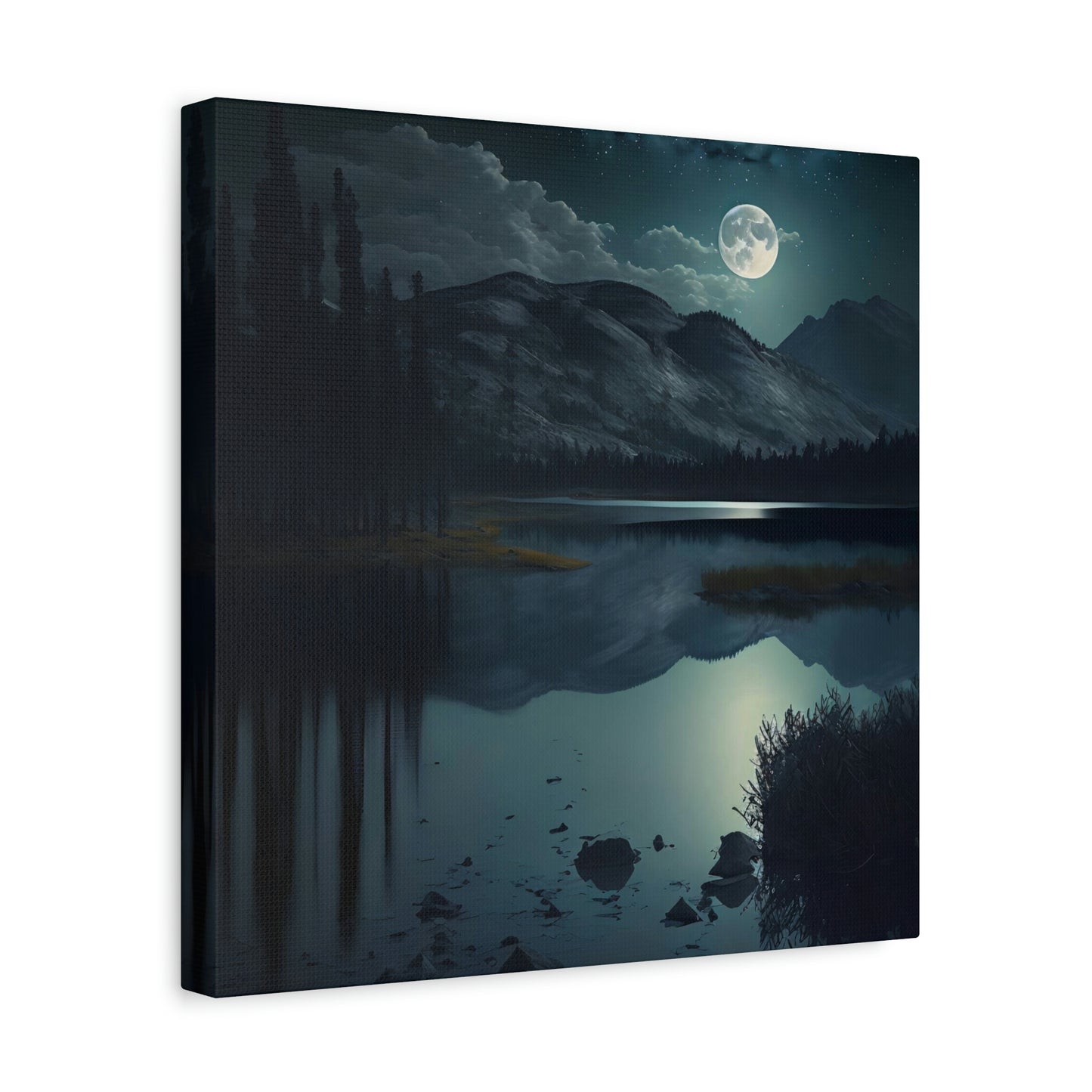 Mountain Lake at Night - Matte Canvas, Stretched, 1.25"