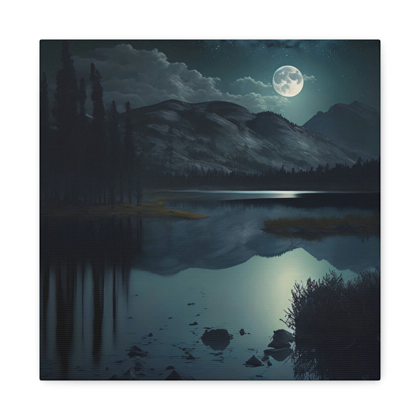 Mountain Lake at Night - Matte Canvas, Stretched, 1.25"