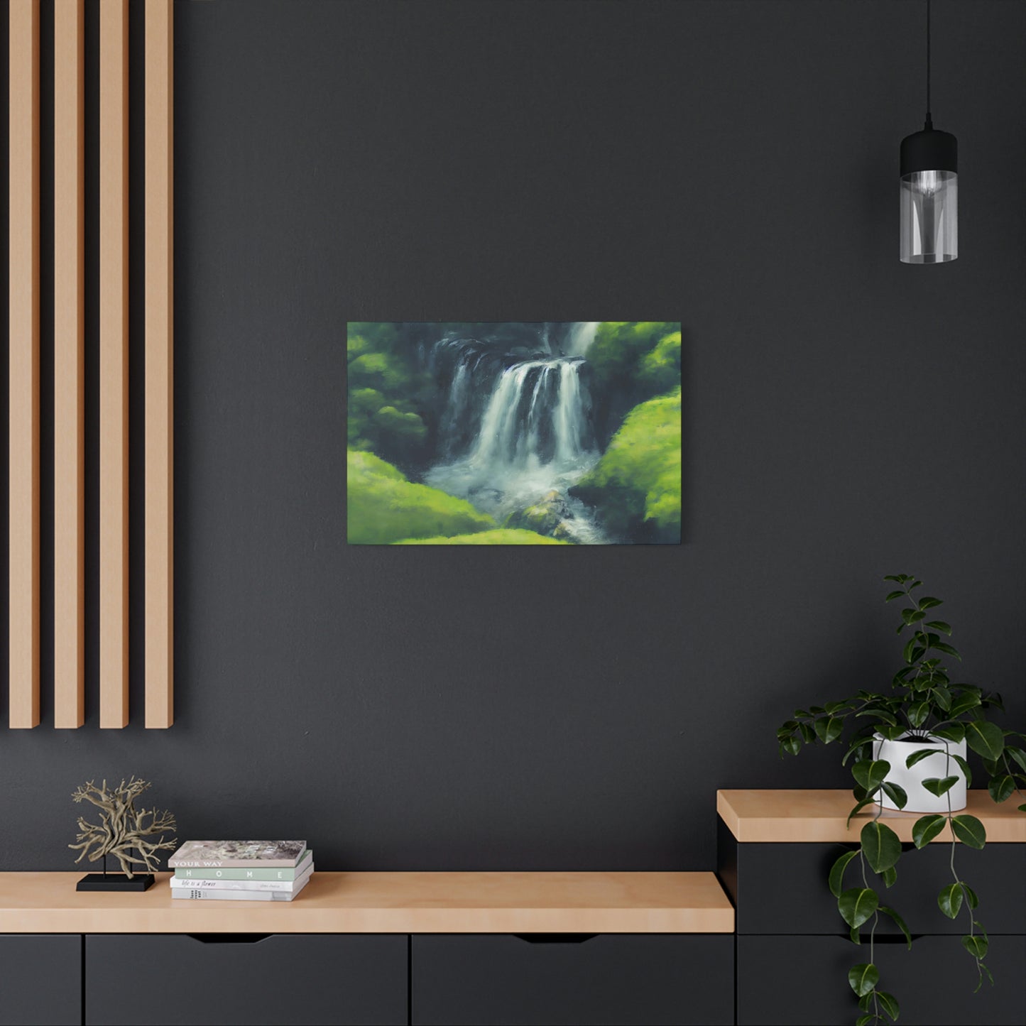 Waterfall in Green Hills - Matte Canvas, Stretched, 1.25"
