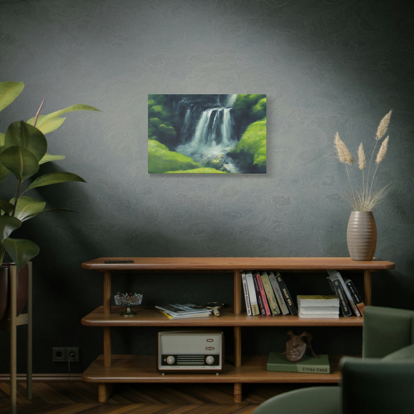 Waterfall in Green Hills - Matte Canvas, Stretched, 1.25"