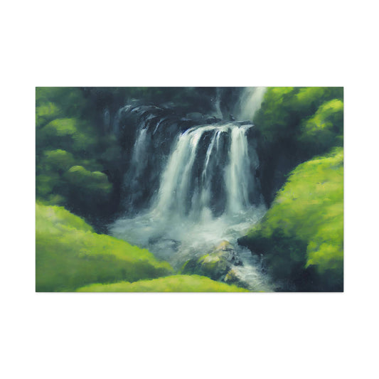 Waterfall in Green Hills - Matte Canvas, Stretched, 1.25"