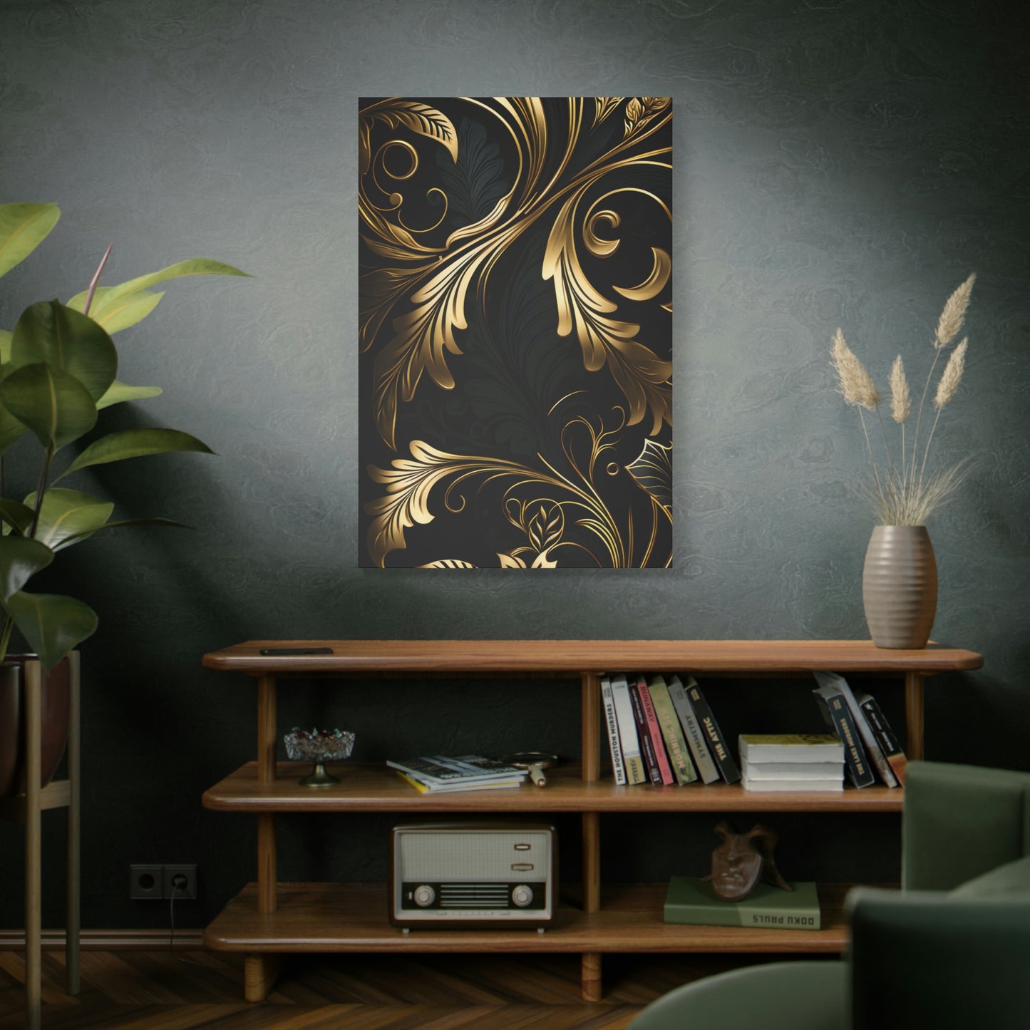Golden Odyssey on Black - Matte Canvas, Stretched, 1.25"