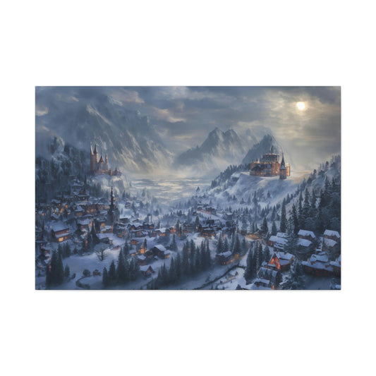 Snowy Mountain Village - Matte Canvas, Stretched, 1.25"