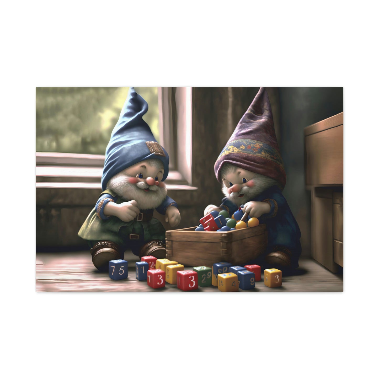 Gnomes Playing With Cubes - Matte Canvas, Stretched, 1.25"