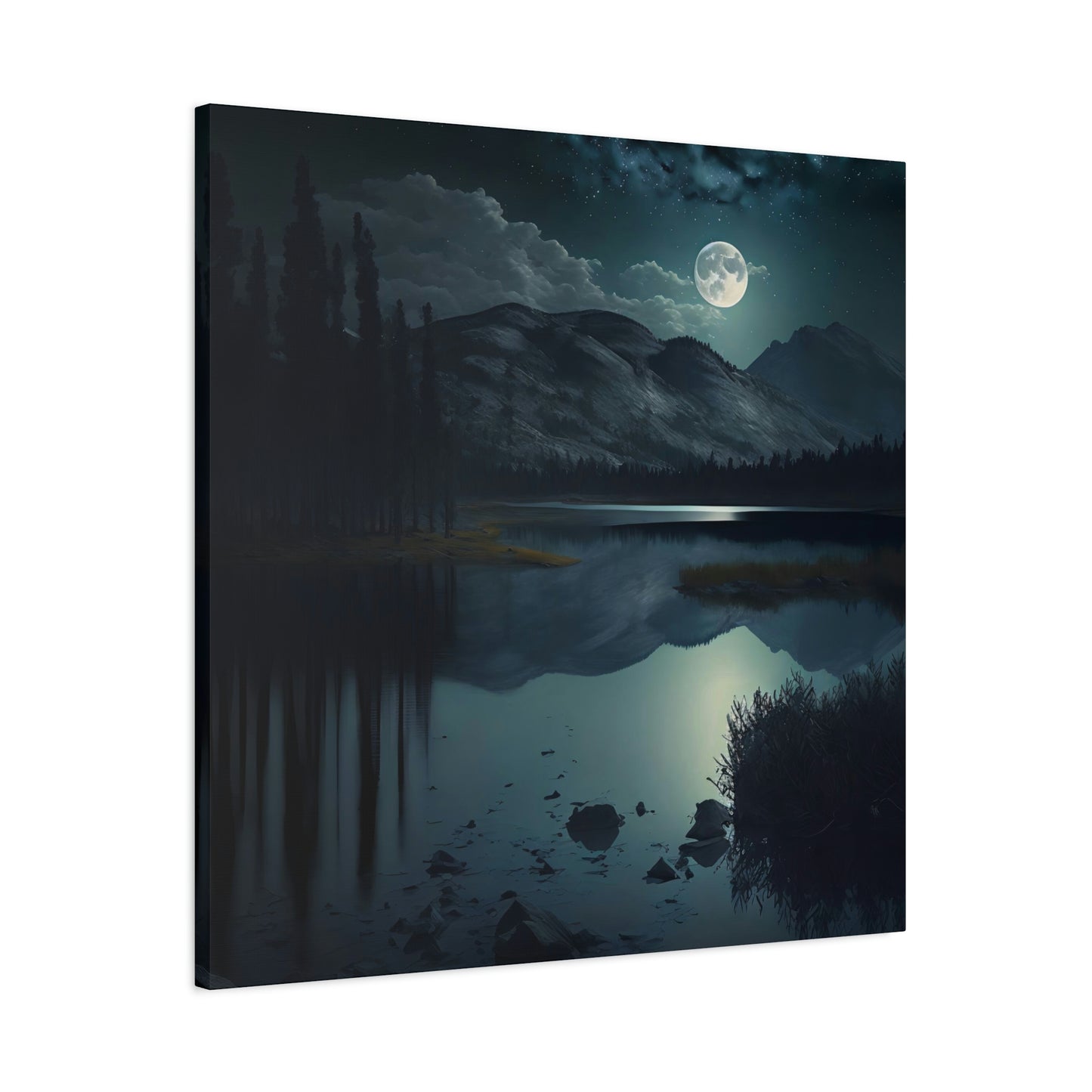 Mountain Lake at Night - Matte Canvas, Stretched, 1.25"