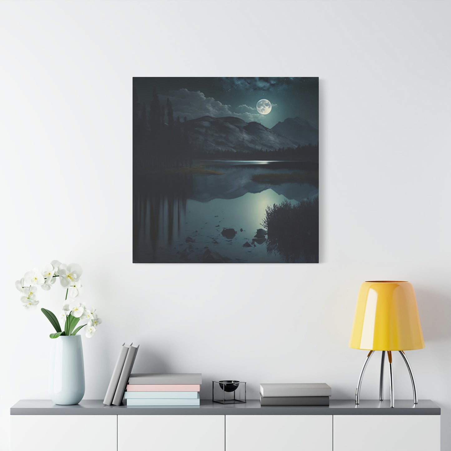 Mountain Lake at Night - Matte Canvas, Stretched, 1.25"