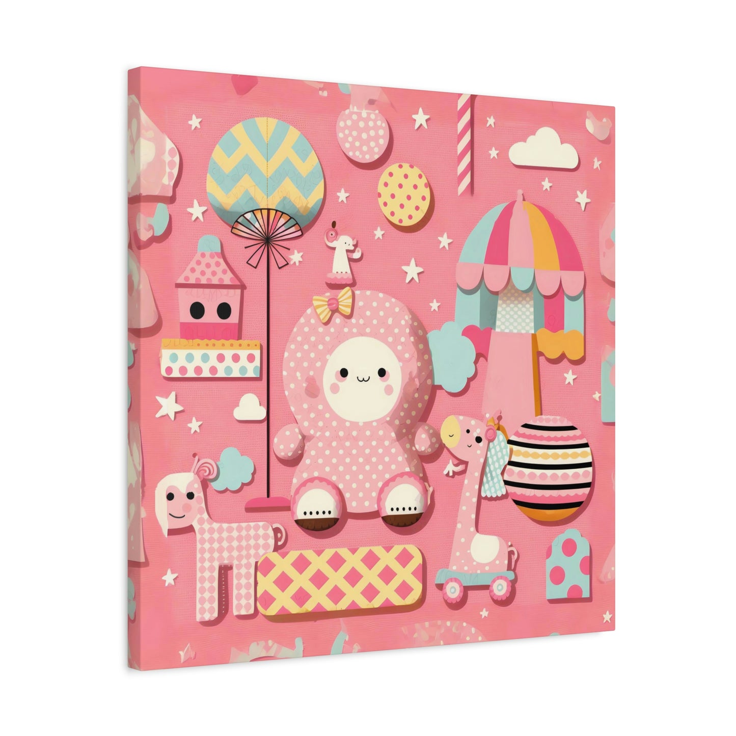 Happy Toys on Pink - Matte Canvas, Stretched, 1.25"