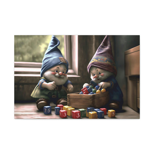Gnomes Playing With Cubes - Matte Canvas, Stretched, 1.25"