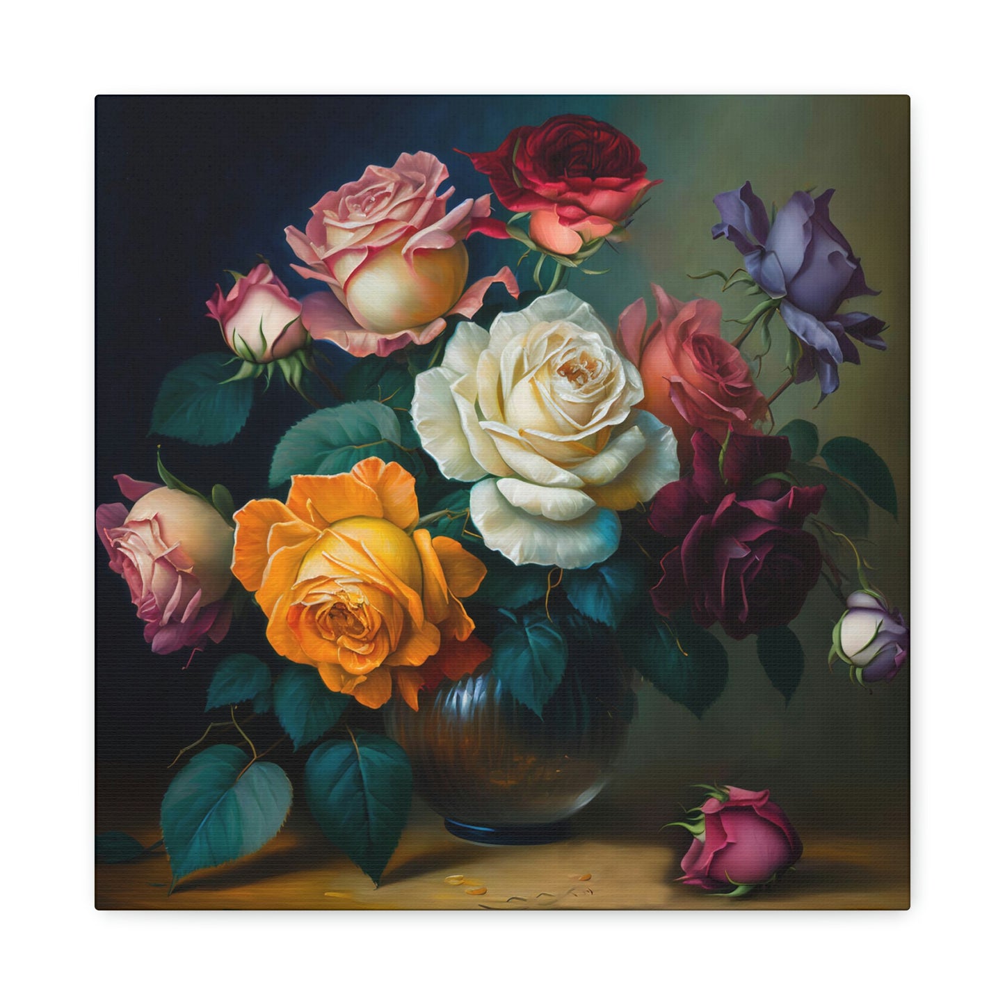 Bouquet of Vibrant Roses - Matte Canvas