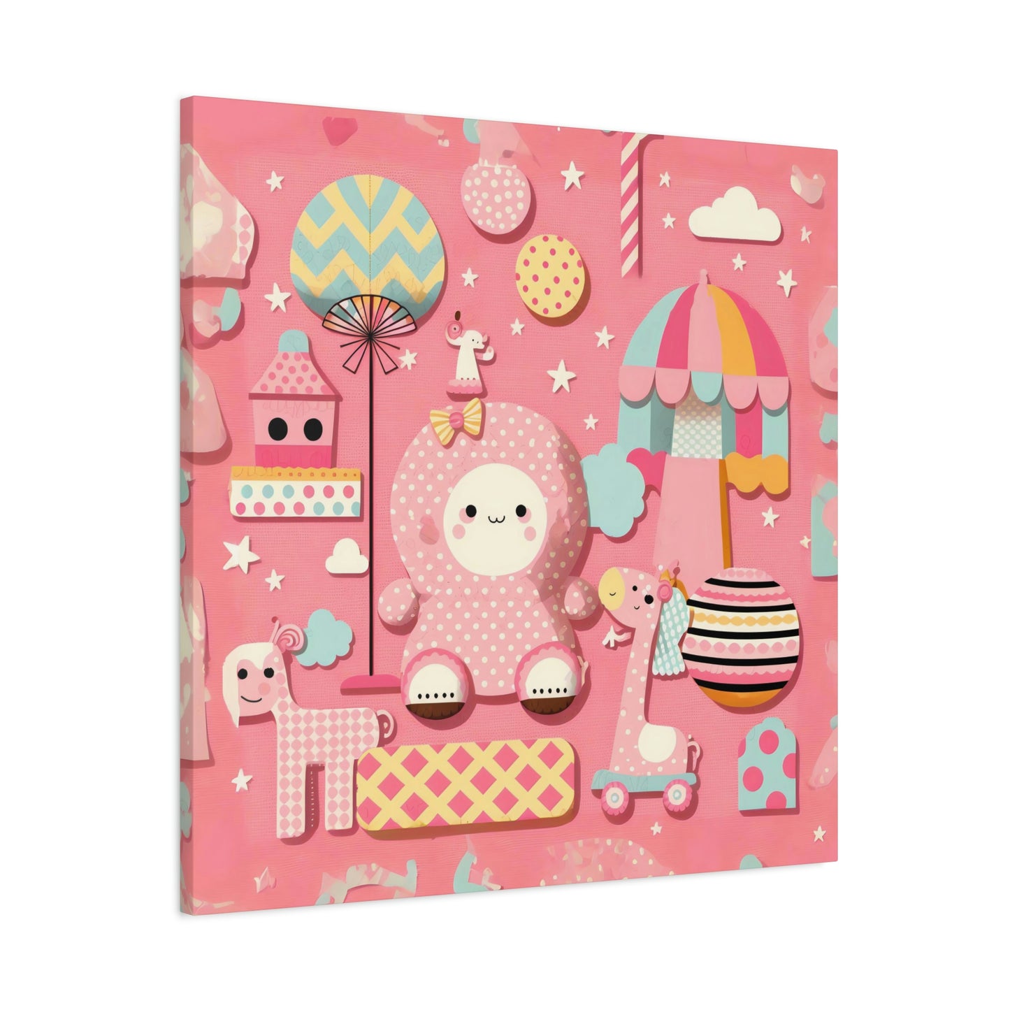 Happy Toys on Pink - Matte Canvas, Stretched, 1.25"