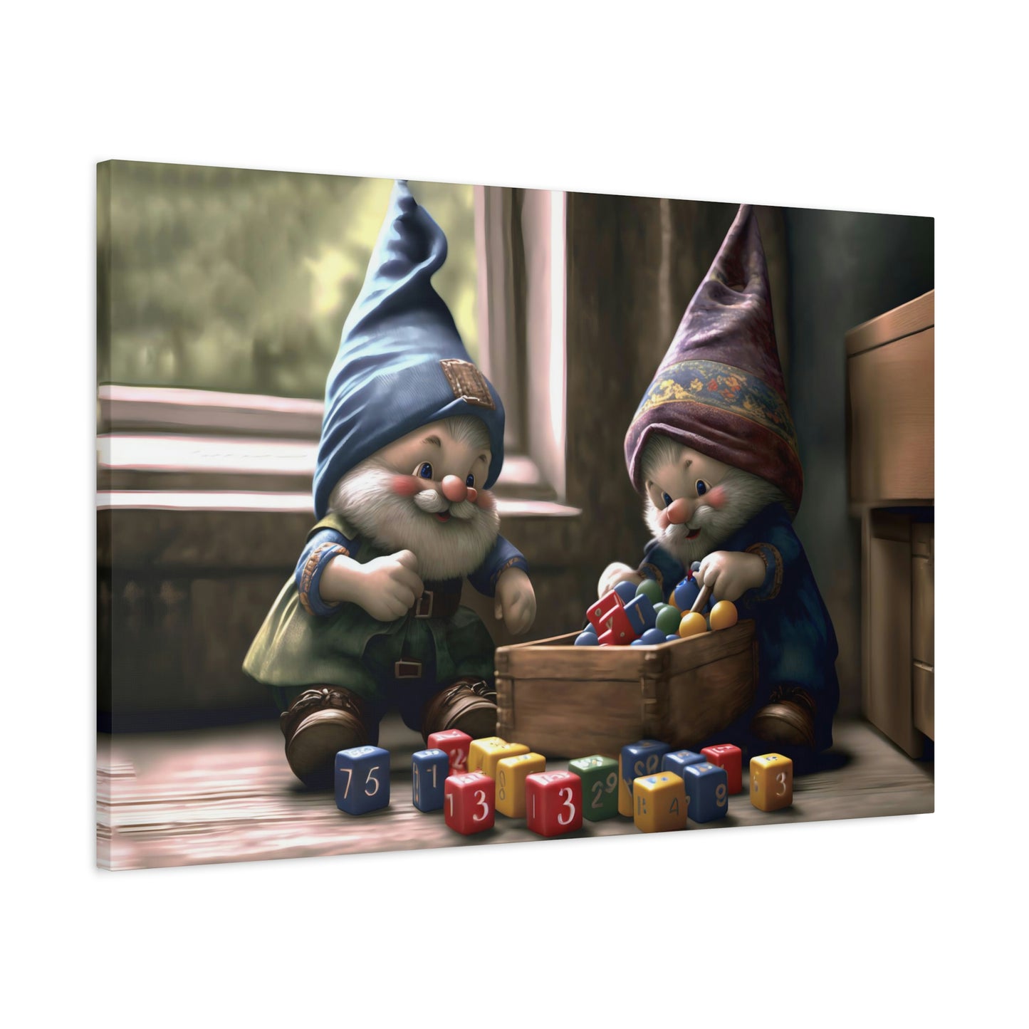 Gnomes Playing With Cubes - Matte Canvas, Stretched, 1.25"