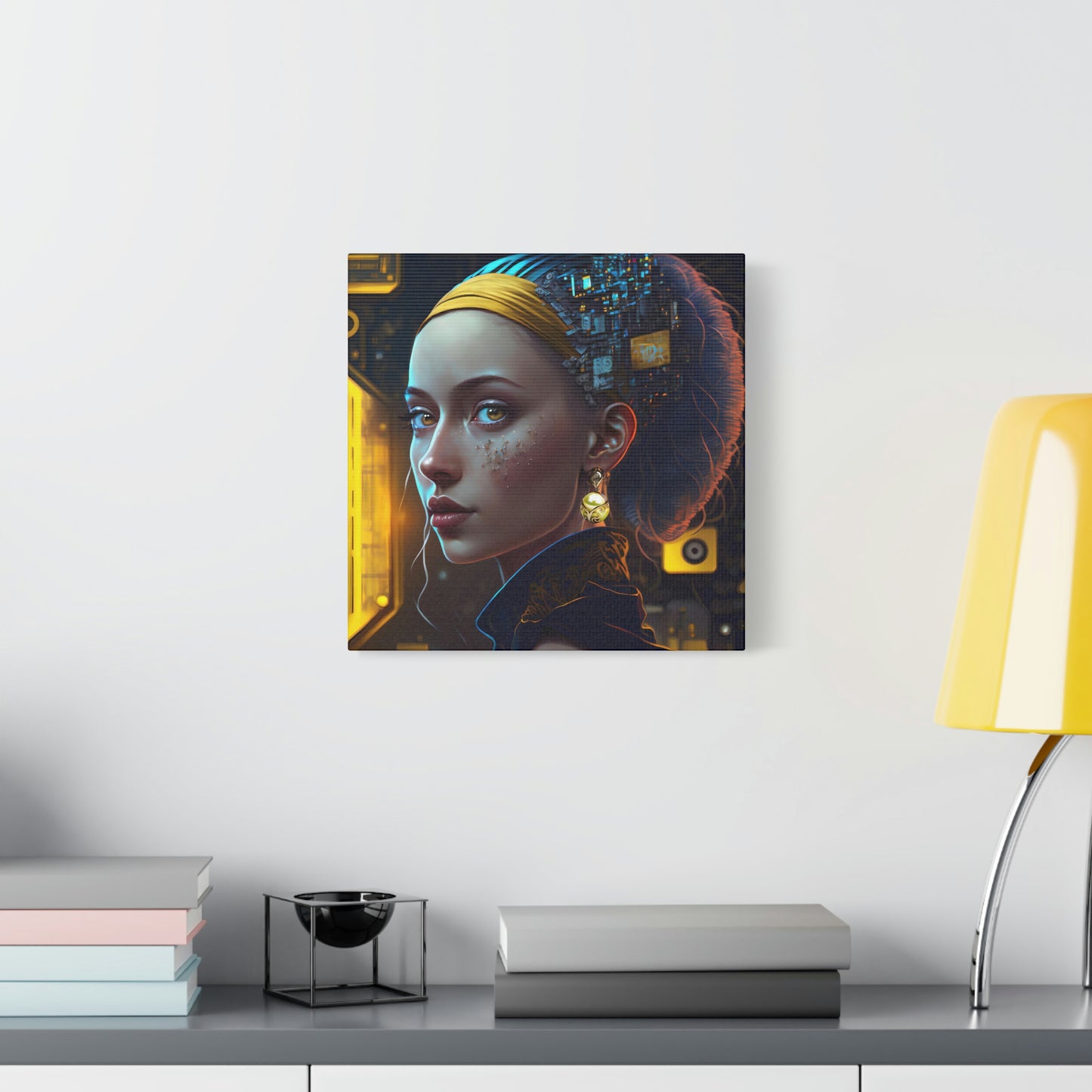 Cybergirl with Pearl Earring - Matte Canvas, Stretched, 1.25"