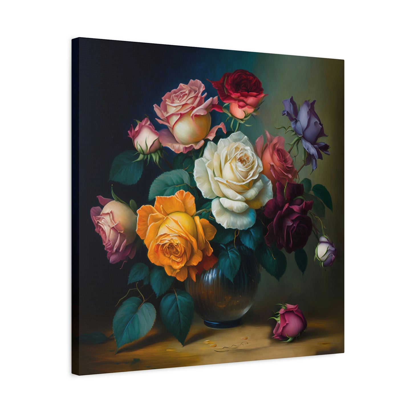 Bouquet of Vibrant Roses - Matte Canvas