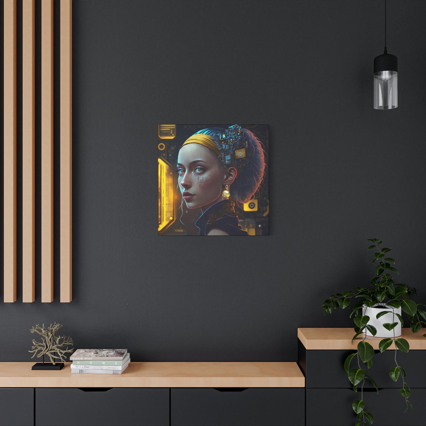 Cybergirl with Pearl Earring - Matte Canvas, Stretched, 1.25"