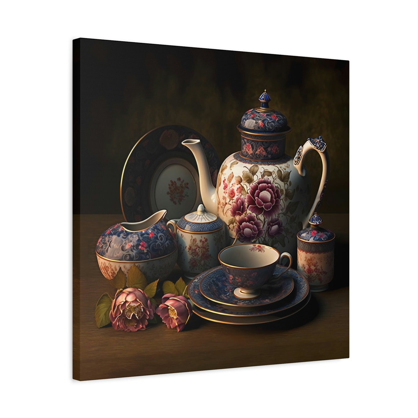 Floral Teapot - Matte Canvas, Stretched, 1.25"