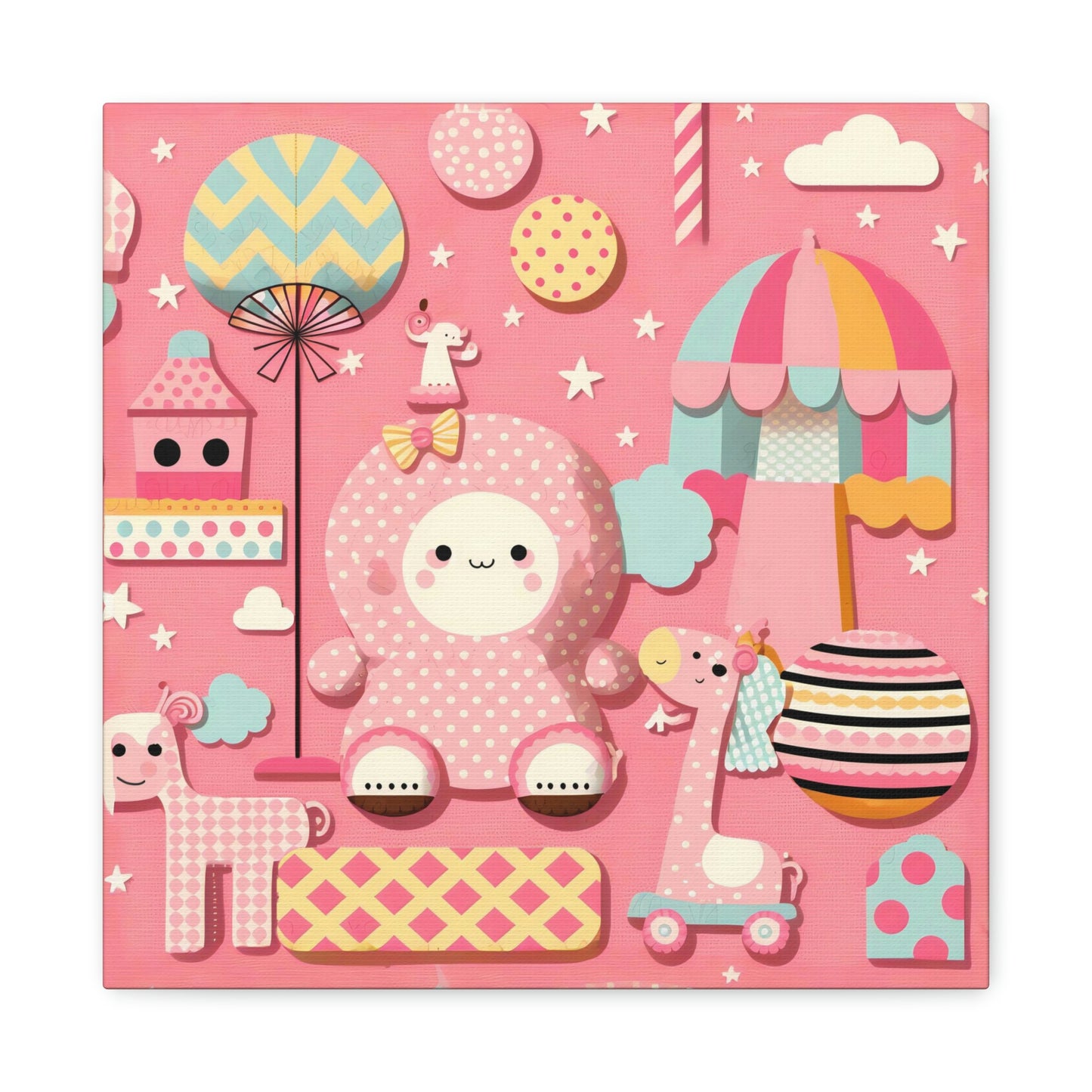 Happy Toys on Pink - Matte Canvas, Stretched, 1.25"